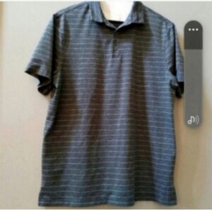 Champion Men's Striped Polo Golf Shirt In Gray & Blue L Sports Golfing GreatCond